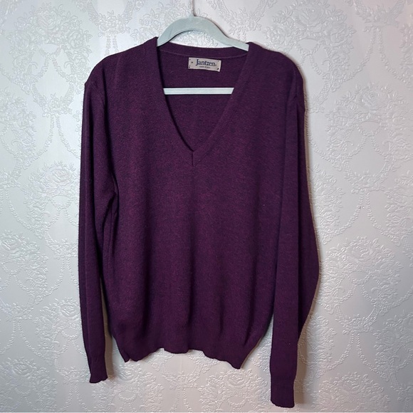 Jantzen vintage v-neck sweater M medium wine great condition - Picture 1 of 4